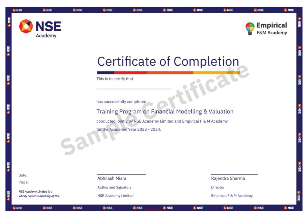 Financial Modelling Valuation Certificate